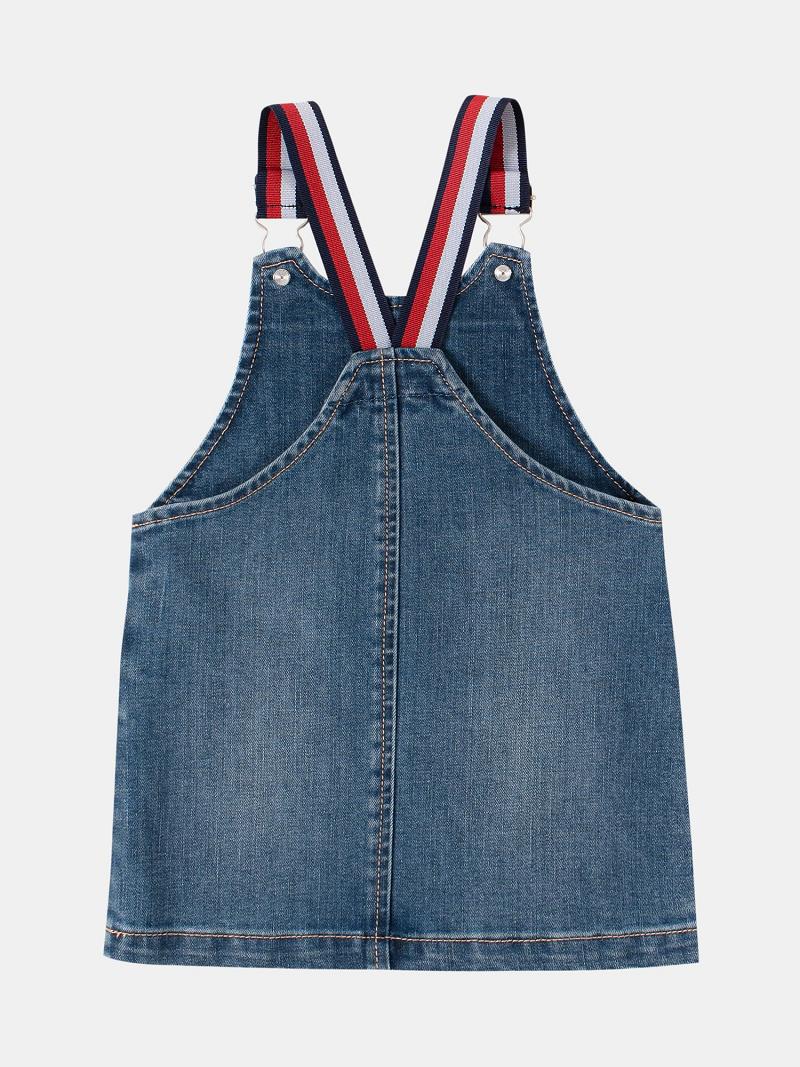 Lány Tommy Hilfiger Embroidered Flag Denimall Szoknya Kék | HU 1851NWY